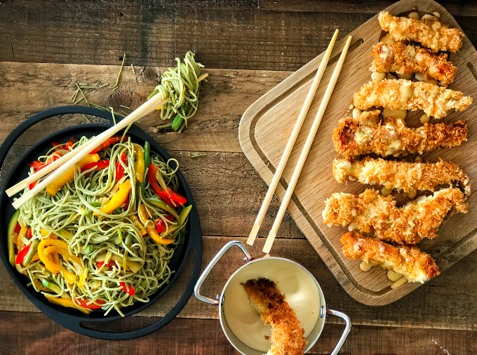 Chicken Katsu With a Side of Edamame Noodles